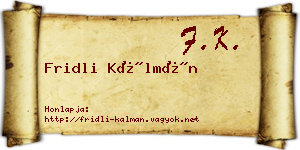 Fridli Kálmán névjegykártya