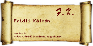 Fridli Kálmán névjegykártya